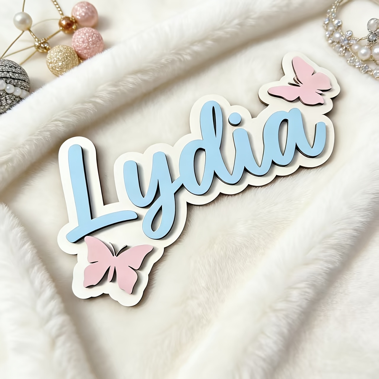 Baby Nursery Decorations - Персонализированная табличка с именем и сине-розовыми