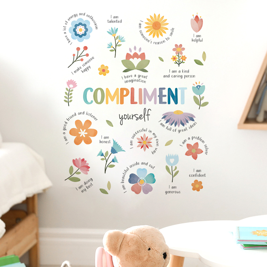 Baby Nursery Quotes - Английские красочные вдохновляющие цитаты, акварельная наклейка
