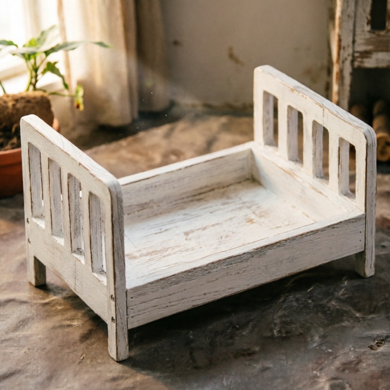 Baby Nursery Bed - Детский диван-позер для фотосессий, ретро-деревянная кроватка,