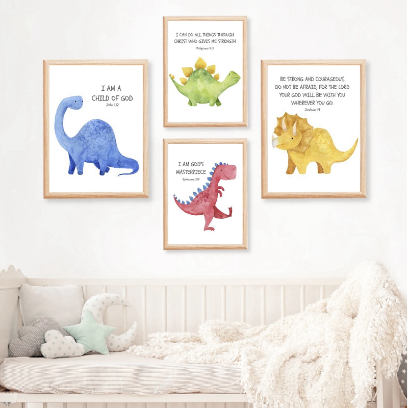 Baby Nursery Quotes - Детский Библейский стихи цитаты принты динозавр