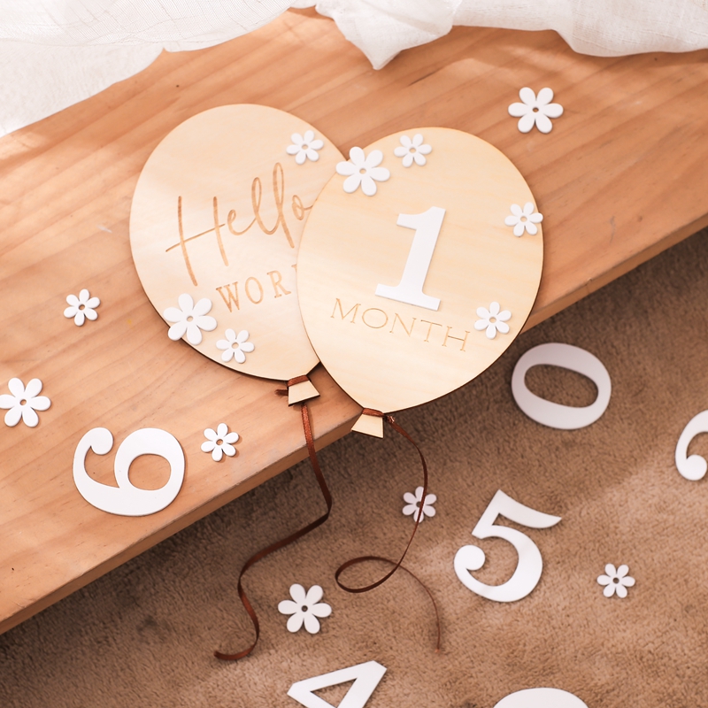 Milestone Card Set - 2 комплекта Детский деревянный воздушный шар