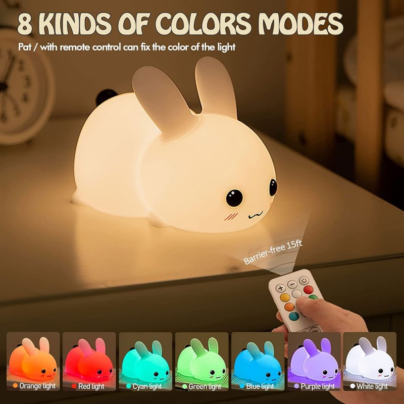 Baby Nursery Night Light - Светодиодный ночник с кроликом, пульт дистанционного