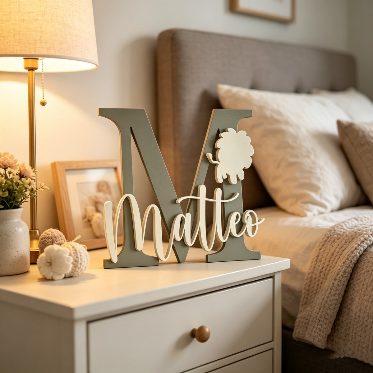 Baby Nursery Decorations - Деревянная табличка с именем и инициалами