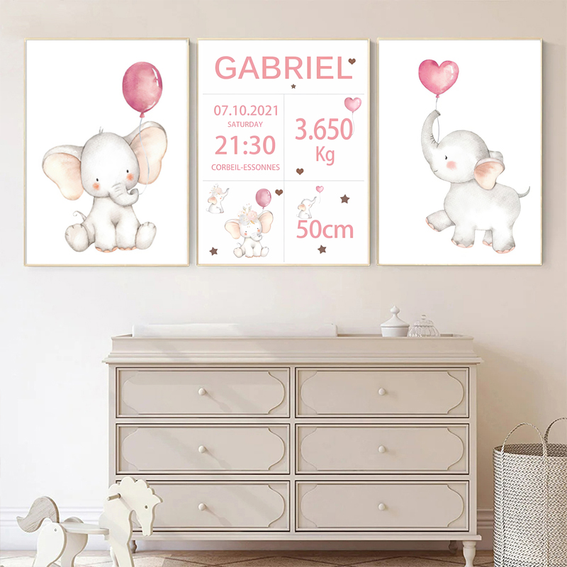 Baby Nursery Pink - Розовое детское название на заказ, дата
