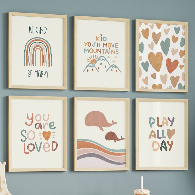 Baby Nursery Quotes - Мультяшный постер с океаном, китами, радугой