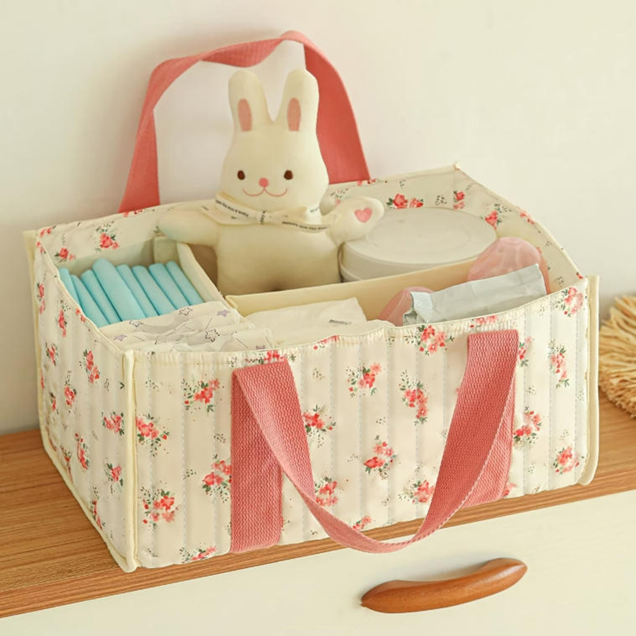 Baby Nursery Basket - Органайзер для подгузников с цветочным принтом,